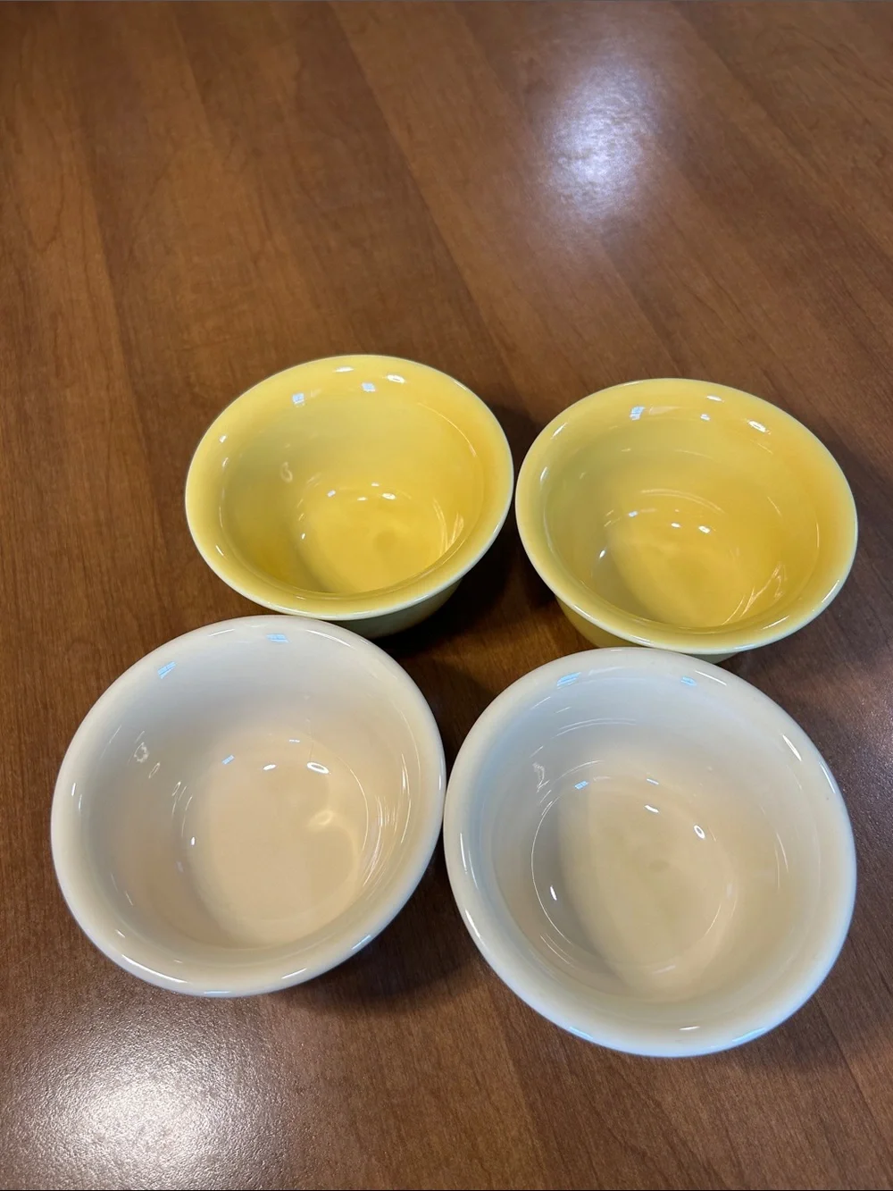 Four Fiesta Berry Bowls - Yellow and Cream (Set of 4)